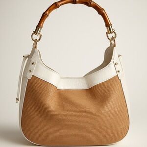 Ann Taylor LOFT Elegant Tan and White woven Women's Bag
